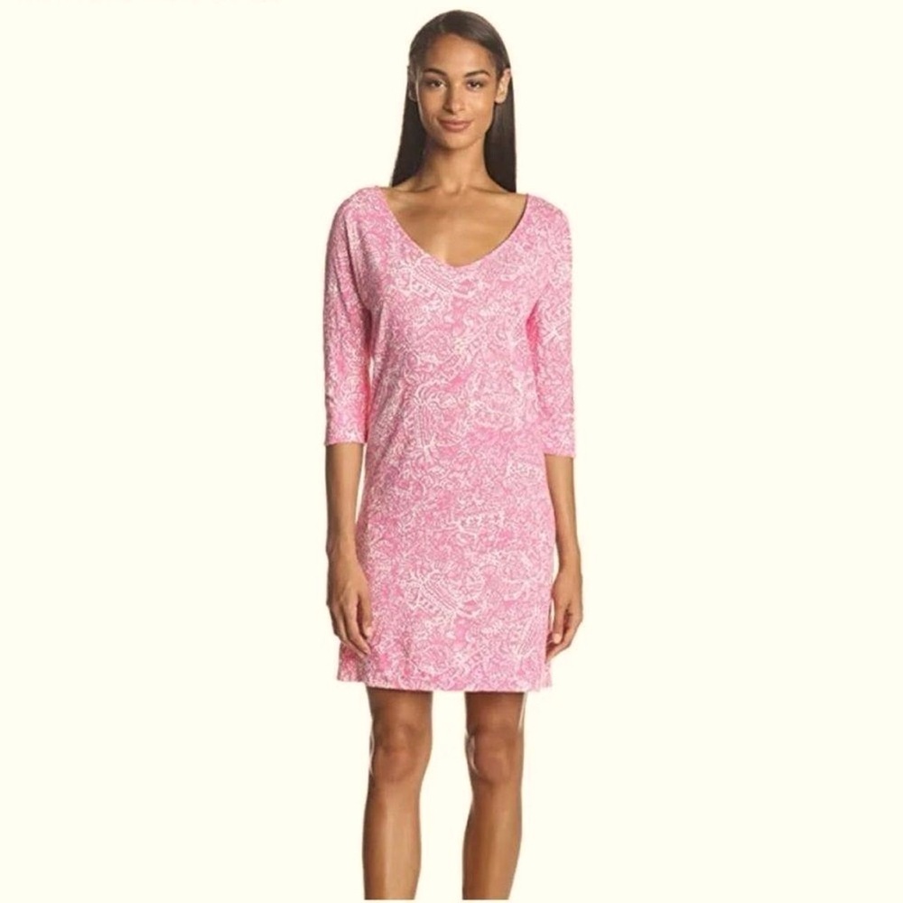 GUC- Lilly Pulitzer Get Crackin Eliza Dress Women’s Floral V-Neck - Size large